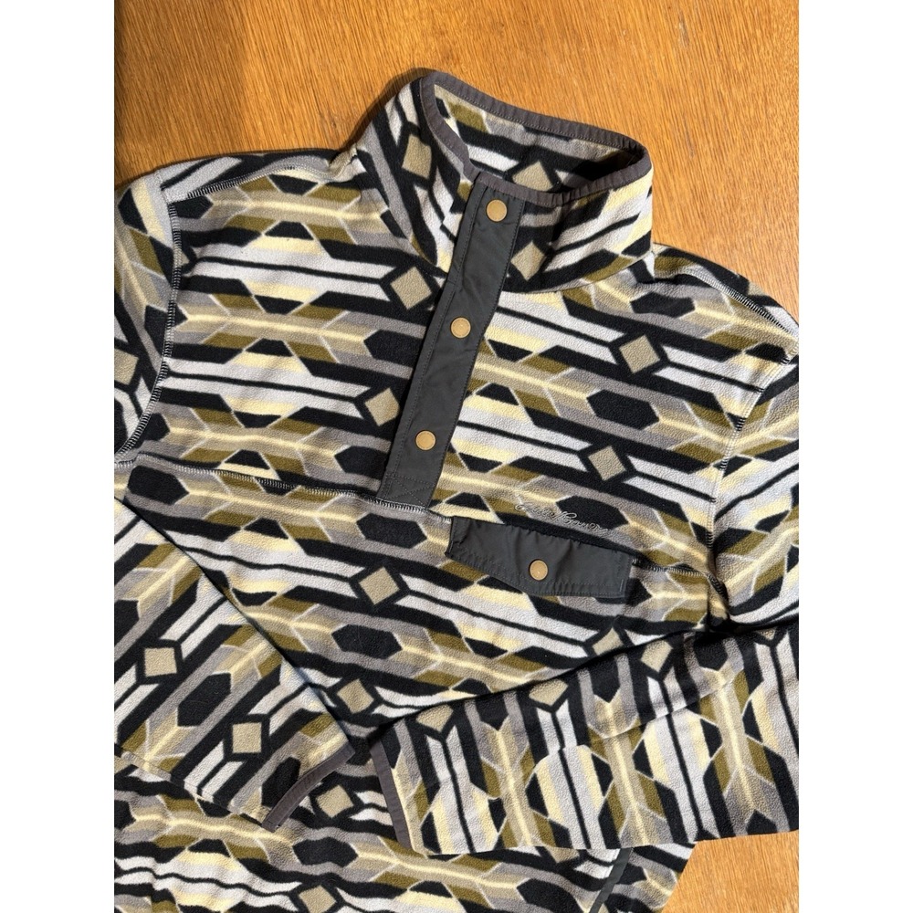 Eddie‎ Bauer Fleece Pullover Mens M Snap Front Aztec Geometric Outdoor